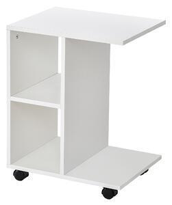 Favi Homcom masa livingroom cu 2 rafturi deschise si 4 roti pivotante, pal, 45x35x58cm, alb Ofertă
