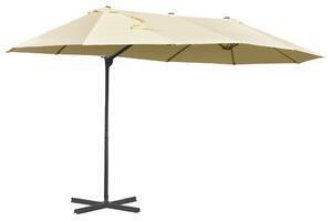 Favi Umbrela dubla de gradina outsunny, metal si poliester, anti-uv impermeabila 440x270x250cm, crem | aosom ro Ofertă