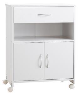 Favi Mobilier suport imprimanta cu sertar si dulapior vinsetto, dulapior scund multifunctional din lemn cu 4 roti, 60x39x80cm, alb Ofertă