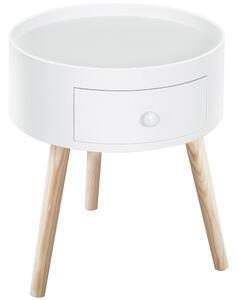 Homcom masa de salon moderna cu sertar in lemn, alb, ф38x45cm
