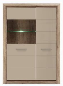 Favi Dulap cu vitrina stejar monument-nisipiu lucios koen 2, 98.5x40x138 cm Ofertă