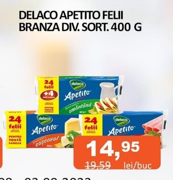 Unicarm DELACO APETITO FELII BRANZA DIV. SORT. 400 G Ofertă