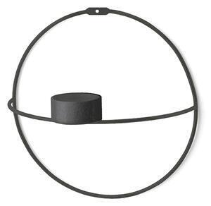 Set 2 sfeșnice de perete circle, ø 21 cm, negru