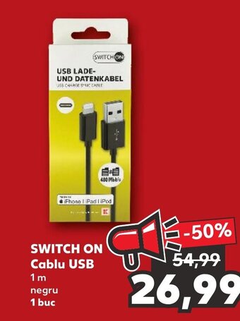 Kaufland SWITCH ON Cablu USB 1m Ofertă