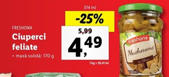 Lidl Ciuperci feliate Ofertă