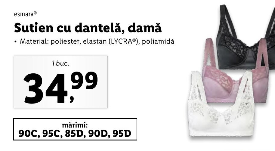 Lidl Sutien cu dantelă, damă Ofertă