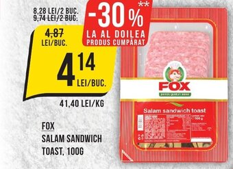 Mega Image FOX SALAM SANDWICH TOAST, 100G Ofertă
