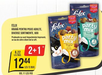 Mega Image FELIX HRANĂ PENTRU PISICI ADULTE, DIVERSE SORTIMENTE, 60G Ofertă