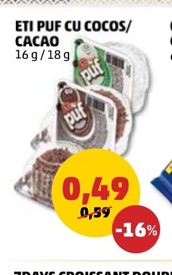 Penny ETI PUF CU COCOS CACAO Ofertă
