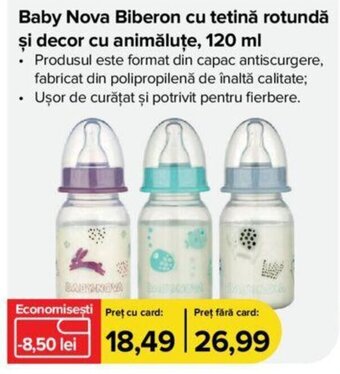 Dr.Max Baby Nova Biberon cu tetină rotundă și decor cu animăluțe, 120 ml Ofertă