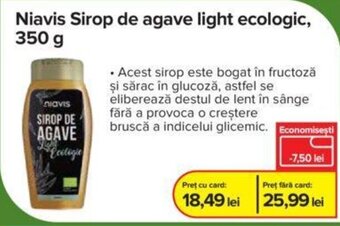 Niavis Sirop de agave light ecologic, 350 g