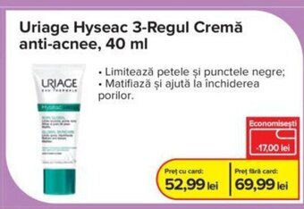 Dr.Max Uriage Hyseac 3-Regul Cremă anti-acnee, 40 ml Ofertă