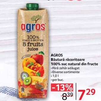 Selgros AGROS Băutură răcoritoare 100% suc natural din fructe Ofertă