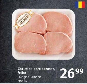 Cotlet de porc dezosat, feliat