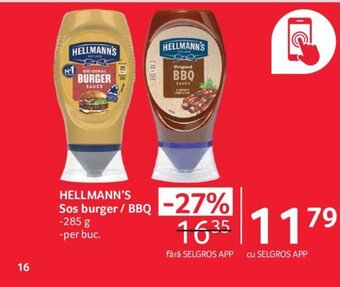 Selgros HELLMANN'S Sos burger / BBQ Ofertă