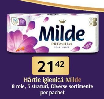 Selgros Hârtie igienică Milde 8 role, 3 straturi, Diverse sortimente per pachet Ofertă