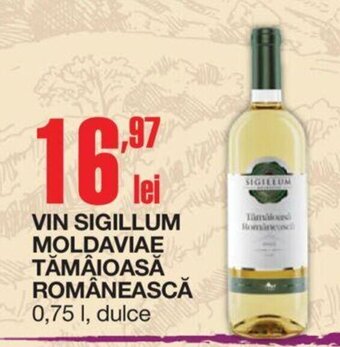 VIN SIGILLUM MOLDAVIAE TĂMÂIOASĂ ROMÂNEASCĂ 0,75 l, dulce