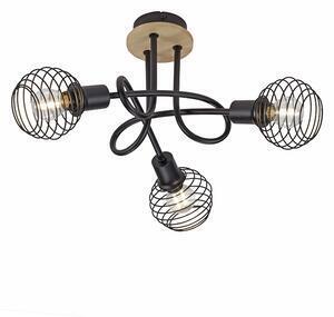 Favi Plafon de design negru cu lemn 3 lumini - profits Ofertă