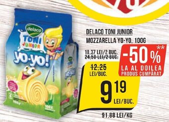 Mega Image DELACO TONI JUNIOR MOZZARELLA YO-YO, 100G Ofertă