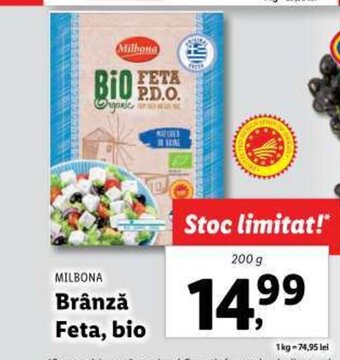 Lidl MILBONA Brânză Feta, bio Ofertă