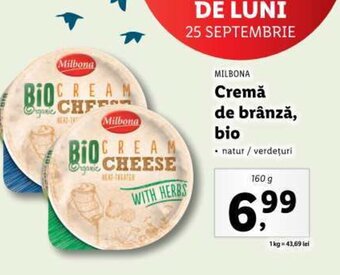 Lidl MILBONA Cremă de brânză, bio Ofertă