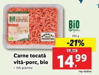 Lidl Carne tocată vită-porc, bio Ofertă