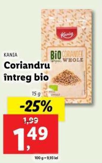 Lidl KANIA Coriandru întreg bio Ofertă