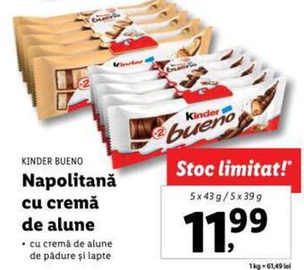 Lidl KINDER BUENO Napolitană cu cremă de alune Ofertă