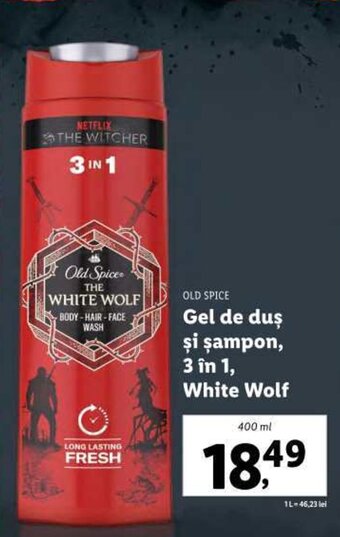 OLD SPICE Gel de duș şi şampon, 3 în 1, White Wolf