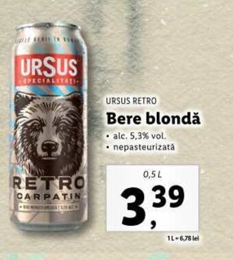 Lidl URSUS RETRO Bere blondă Ofertă