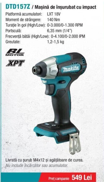Makita DTD157Z / Maşină de înșurubat cu impact Ofertă