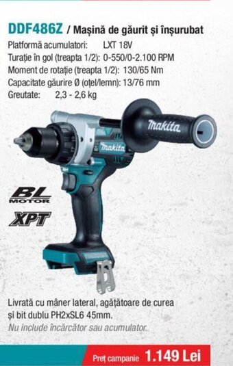 Makita DDF486Z / Maşină de găurit și înșurubat Ofertă