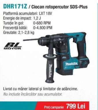 Makita DHR171Z/Ciocan rotopercutor SDS-Plus Ofertă