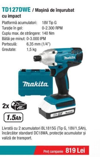 TD127DWE/ Maşină de înșurubat cu impact