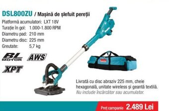 Makita DSL800ZU / Maşină de șlefuit pereții Ofertă