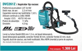 Makita DVC261Z/Aspirator tip rucsac Ofertă