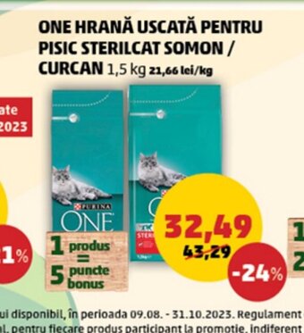 Penny ONE HRANĂ USCATĂ PENTRU PISIC STERILCAT SOMON CURCAN Ofertă