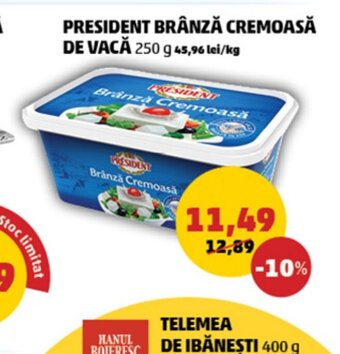 Penny PRESIDENT BRÂNZĂ CREMOASĂ DE VACĂ Ofertă
