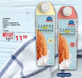 Selgros OLYMPUS Carpos Băutură vegetală de migdale / migdale fără zahăr Ofertă