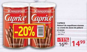 Selgros CAPRICE Rulouri de napolitane vieneze cu cremă de alune de pădure şi cacao Ofertă