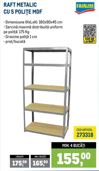 RAFT METALIC CU 5 POLITE MDF