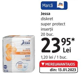 DM Jessa diskret super protect inserţii 20 buc. Ofertă