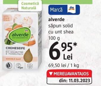 DM alverde săpun solid cu unt shea 100 g Ofertă