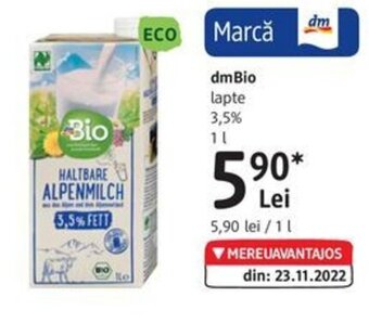 DM dmBio lapte 3,5% 11 Ofertă