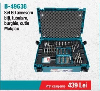 Set 69 accesorii biți, tubulare, burghie, cutie Makpac