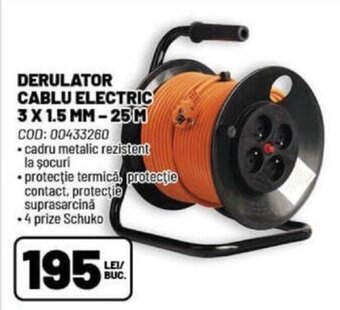 Ambient DERULATOR CABLU ELECTRIC 3 X 1.5 MM-25M Ofertă
