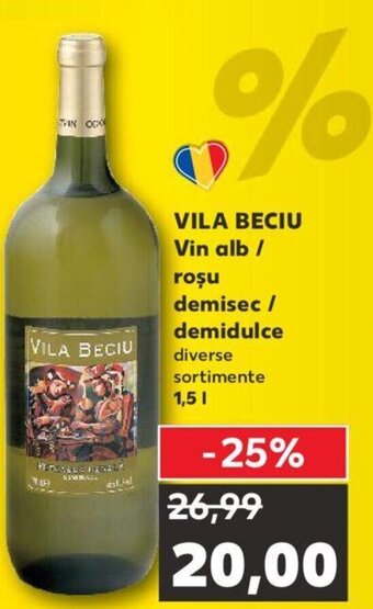 Kaufland VILA BECIU Vin alb / roşu demisec / Ofertă