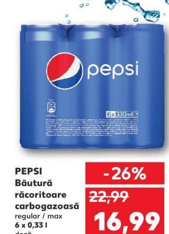 Kaufland PEPSI Băutură răcoritoare carbogazoasă regular / max 6 x 0,33 1 doză Ofertă