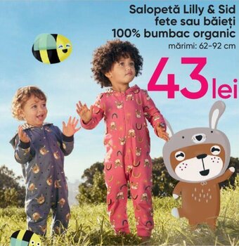 Pepco Salopetă Lilly & Sid fete sau băieţi 100% bumbac organic Ofertă