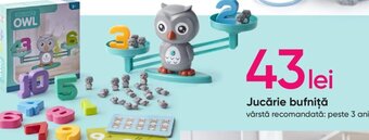 Jucărie bufniţă vârstă recomandată: peste 3 ani